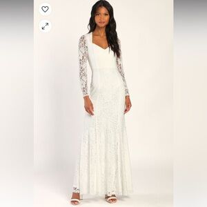 Lulus Lace Backless Mermaid Wedding Dress